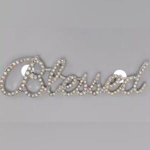 Elegant Silver 'Blessed' Brooch ~ Simply Said ~ ‘BLESSED’ sparkling iridescent
